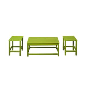 Laguna 3-Piece Lime Poly Plastic Outdoor Outdoor Patio UV Resistant  Coffee and Side Table Set