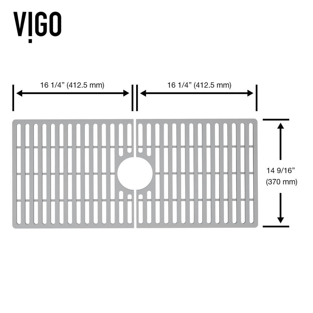 Gray Silicone 32" x 15" Bottom Sink Grid