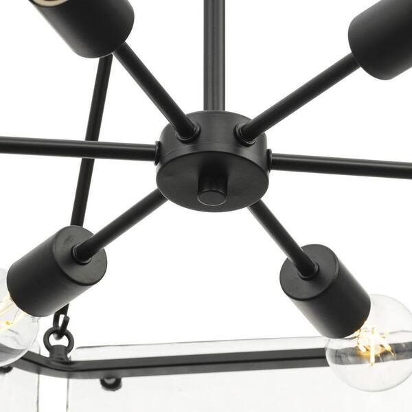 Progress Lighting Rivera 6-Light Matte Black Craftsman Chandelier