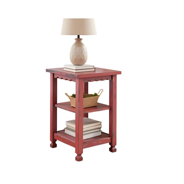 Alaterre Furniture Country Cottage Red Antique 2 Shelf End Table