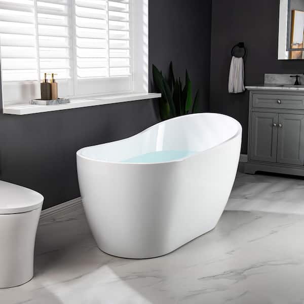 WOODBRIDGE Sens 54 in. Acrylic FlatBottom Single Slipper Bathtub