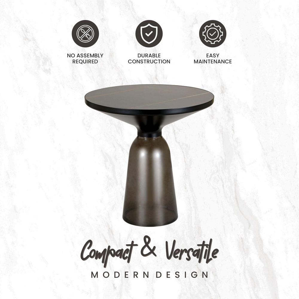 Modern Black and Grey Glass Round Side Table