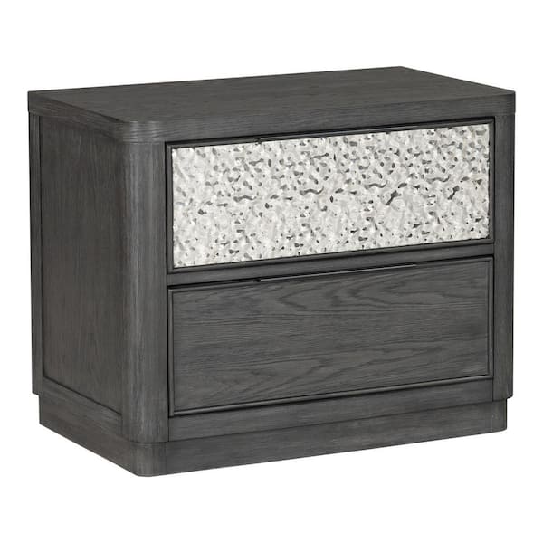 Hairin Ash Gray 2-Drawer 30 in. W Nightstand
