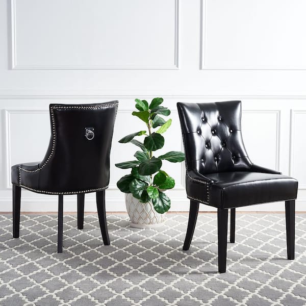 Harlow Black/Espresso Bicast Leather Side Chair (Set of 2)
