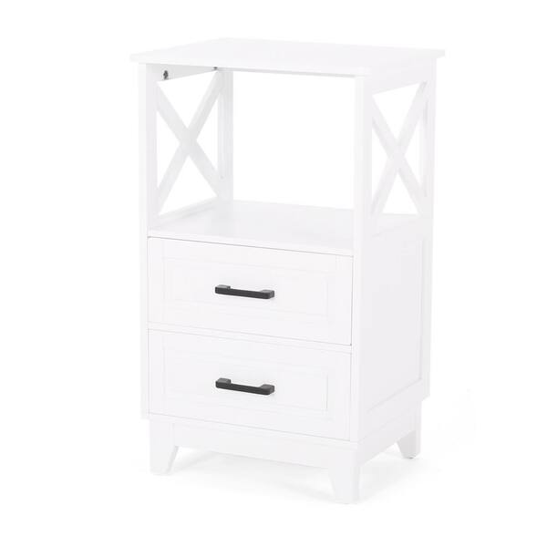 Noble House Jessamine 17.75 in. W x 14 in. D x 29.75 in. H White