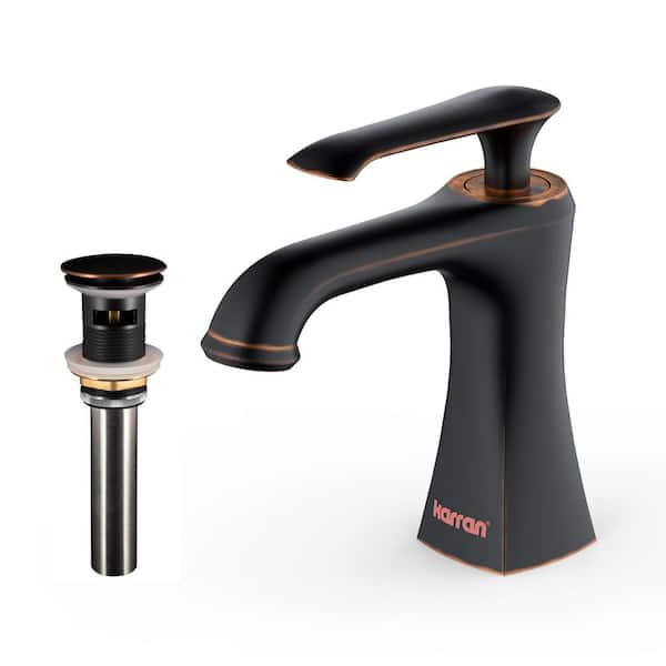 Woodburn Single Handle Single Hole Basin Bathroom Faucet with Matching Pop-Up Drain in Oil Rubbed Bronze