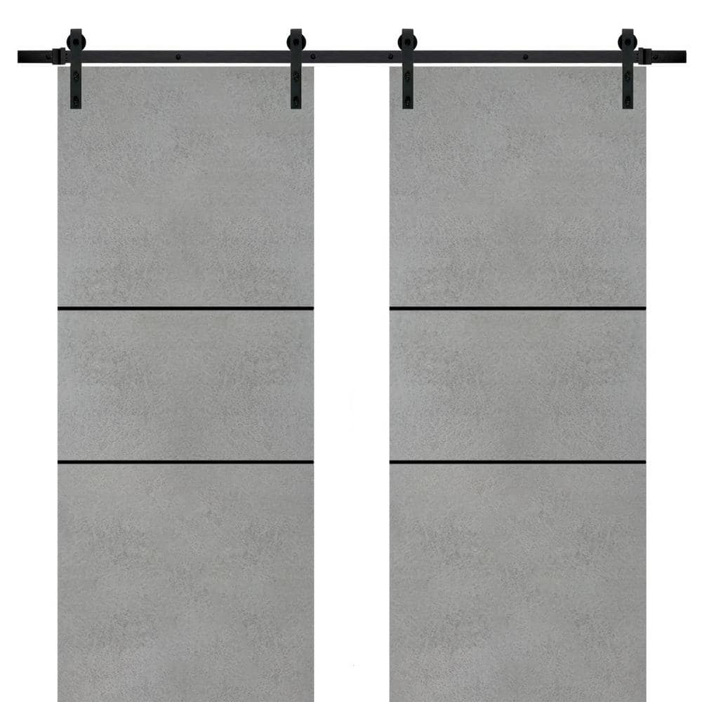 Assemble Required 24 in. x 80 in. 2-Panel Concrete Solid Wood with Honeycomb Sliding Barn Door with Hardware Kit price history on PriceWatchPro