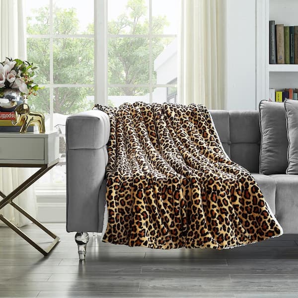 COZY TYME Anya Leopard Throw Reverse Sherpa 100% Polyester 50 in. x 60 in.  T187-20LP-HD - The Home Depot