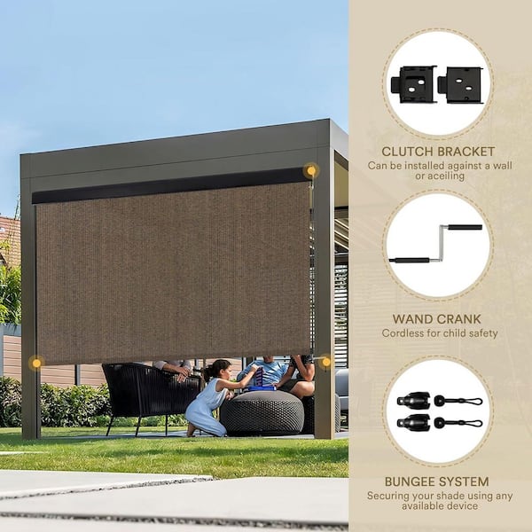 6 ft. x 8 ft. Brown Rectangle Premium Permeable Sun Shade Sail with Stainless Steel D-rRngs, 95% UV Rays Block