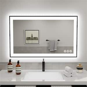 40 in. W x 24 in. H Rectangular 3 Colors Dimmable LED Anti-Fog Memory Wall Mount Bathroom Vanity Mirror in Matte Black