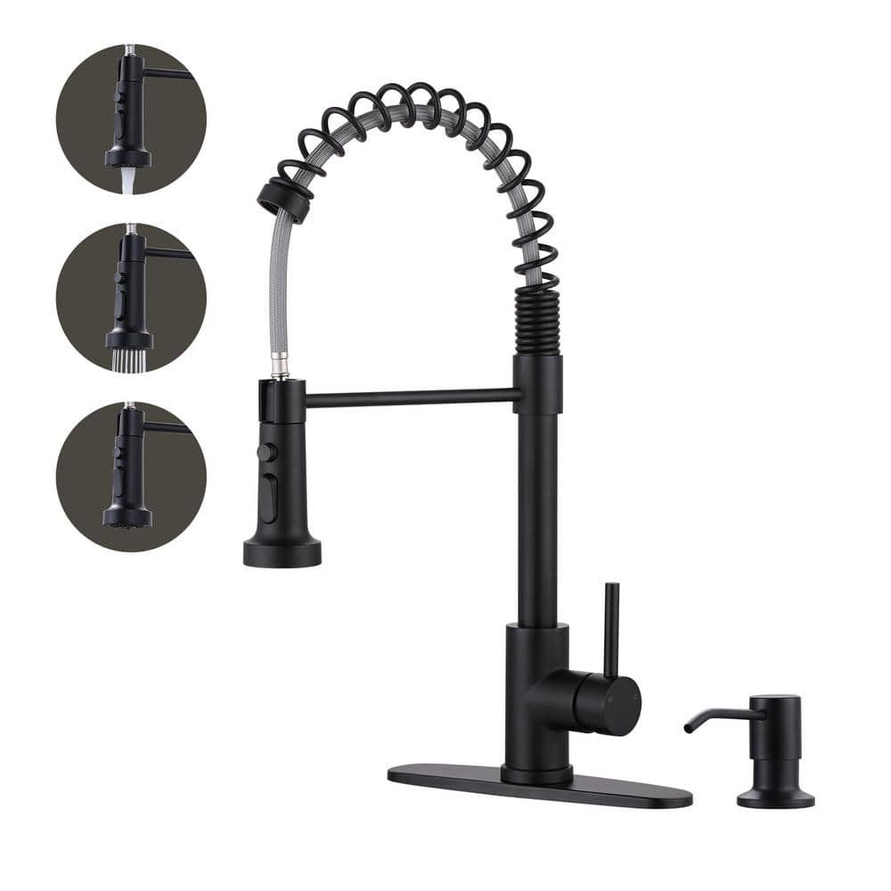 Matte Black High-Arc Kitchen Faucet with Pull-Out Spray
