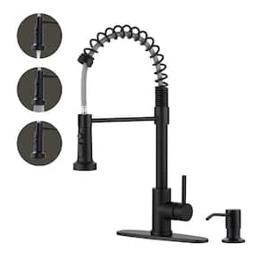 Single Handle Pull Down Sprayer Kitchen Faucet with Soap Dispenser, Pull Out Spray Wand in Matte Black