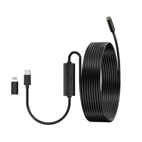 Endoscope Series 8mm Waterproof Inspection Camera with 1080P HD Lens 16.5 ft. Semi-Rigid Cable with Adjustable LED
