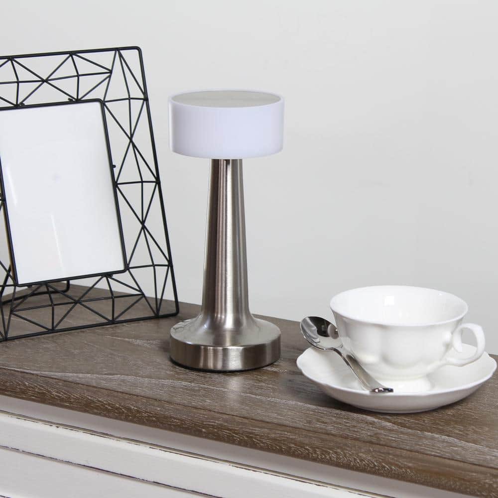 8.5" Silver Cordless Touch Sensor Desk Lamp with Dimming