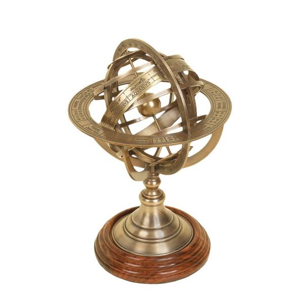 Litton Lane 8 in. Gold Brass Compass Armillary Decorative Globe