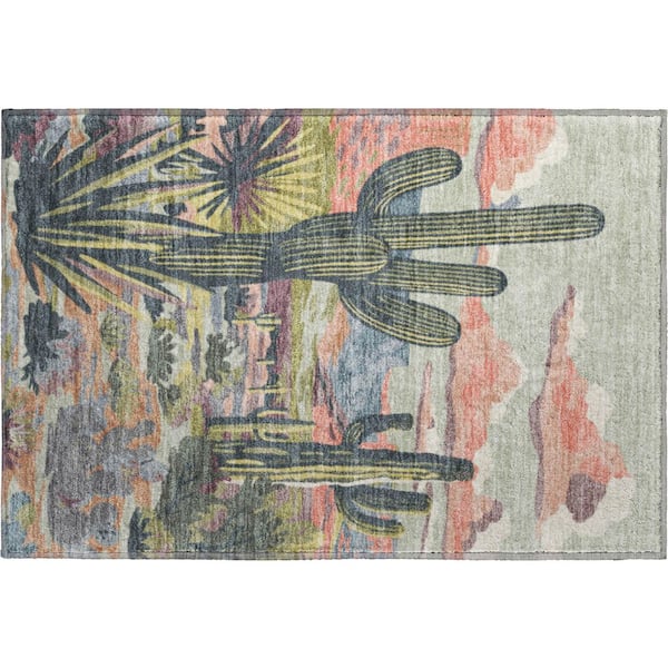 Mayfield Premium Machine Washable Abstract AMF2496 Celery 2 ft. x 3 ft. Accent Rug