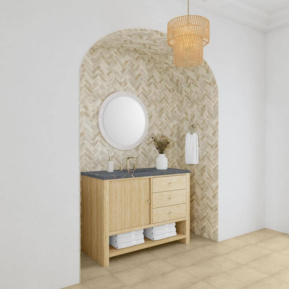 Marigot 48.0 in. W x 23.5 in. D x 36 in. H Single Bathroom Vanity Sunwashed Oak and Parisien Bleu Quartz Top price history on PriceWatchPro