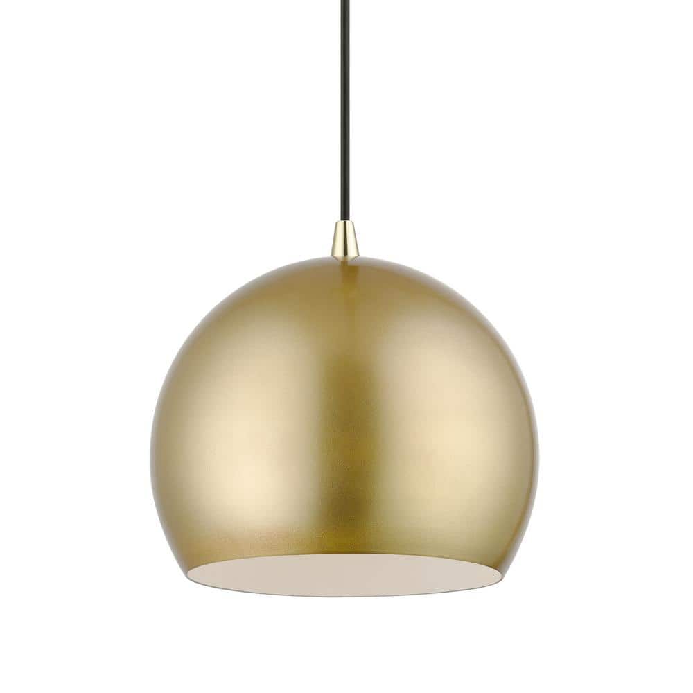 Soft Gold and Polished Brass Globe Pendant Light