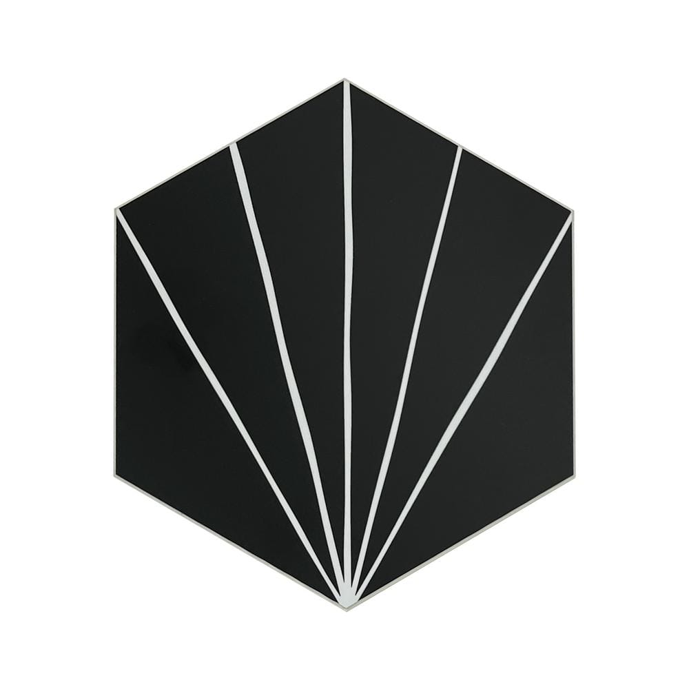 Black and White Hexagon Peel and Stick Vinyl Floor Tiles