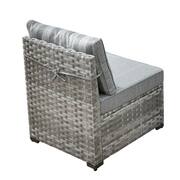 Moonstone 10-Piece Wicker Outdoor Patio Fire Pit Sectional Sofa Set with Gray Stripe Cushion and Swivel Rocking Chairs