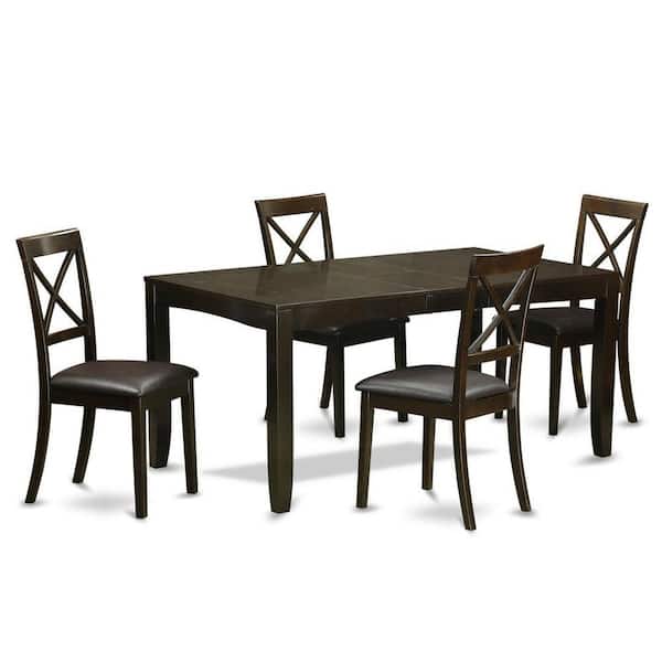 East West Furniture 5-Piece Cappuccino Solid Wood Top - Dining Room Set - Seats 4