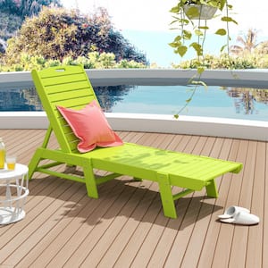 Laguna Lime Fade Resistant HDPE All Weather Plastic Outdoor Patio Reclining Chaise Lounge Chair with Adjustable Back