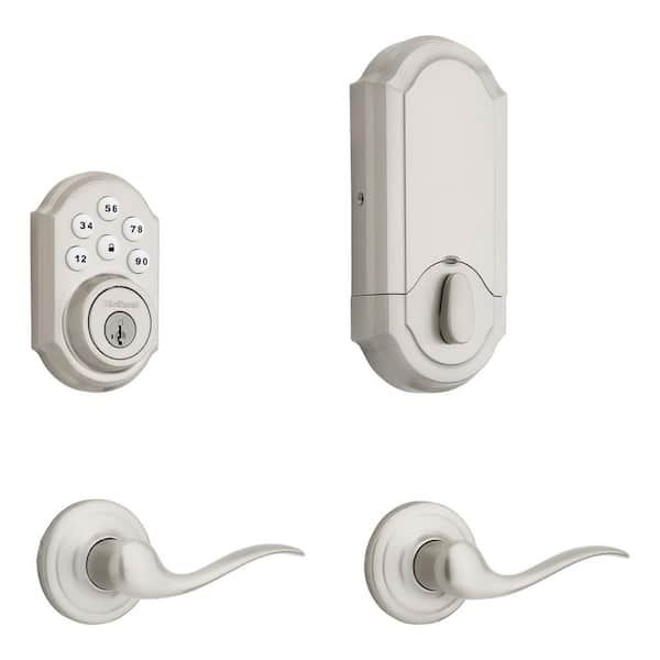 SmartCode 909 Satin Nickel Single Cylinder Electronic Deadbolt Featuring SmartKey Security and Tustin Passage Lever