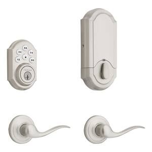 SmartCode 909 Satin Nickel Single Cylinder Keypad Electronic Deadbolt Featuring SmartKey and Tustin Passage Lever