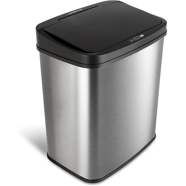 Unbranded 13 Gal. Black Rectangular Automatic Touchless Motion Sensor Metal Trash Can