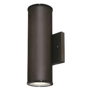 Mayslick 2-Light Oil Rubbed Bronze Outdoor Integrated Wall Lantern Sconce Cylinder