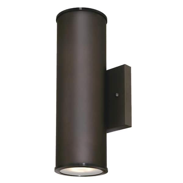 Westinghouse Mayslick 2-Light Oil Rubbed Bronze Outdoor Integrated Wall Lantern Sconce Cylinder