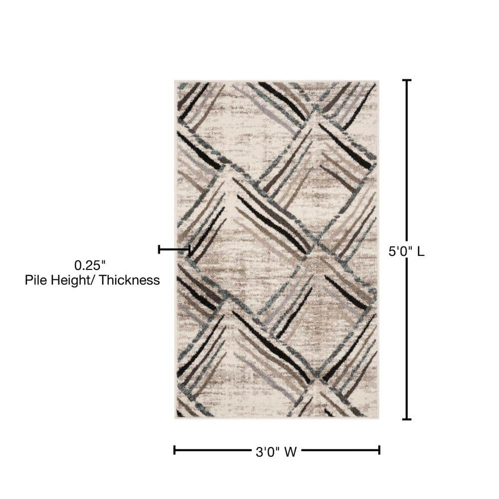 Round Multicolor Geometric Synthetic 36" Easy Care Area Rug