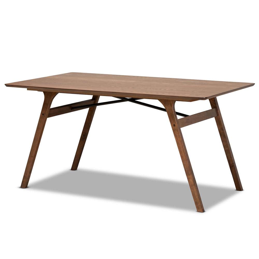 Saxton Mid-Century Walnut Wood Dining Table - Seats Six