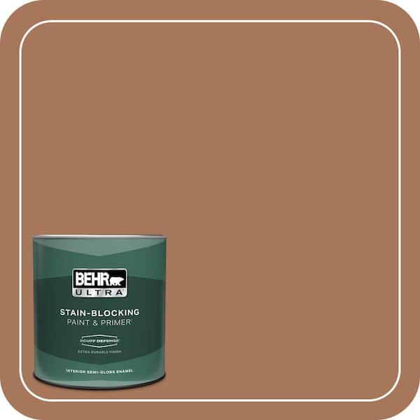 BEHR ULTRA 1 qt. #240F-5 Toasted Chestnut Extra Durable Semi-Gloss Enamel Interior Paint & Primer