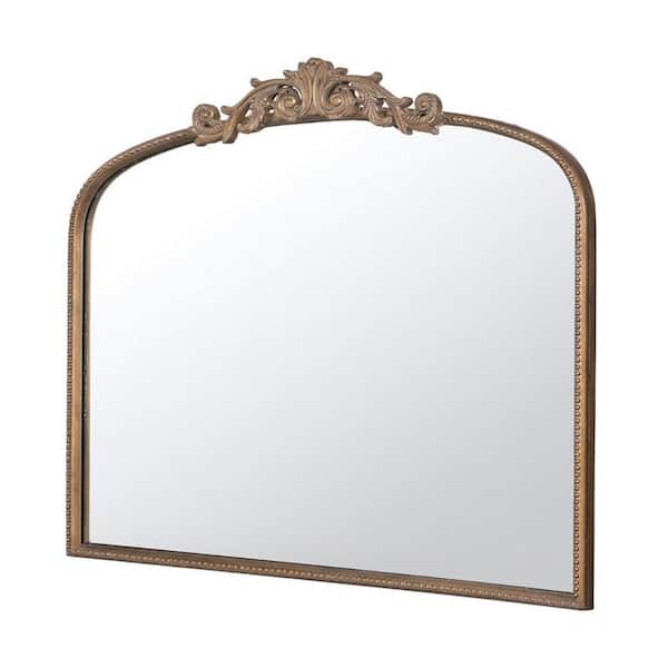 Benjara 31 in. x 2 in. Arch Metal Frame Gold Wall Mirror