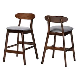 Ulyana 35.4 in. Grey and Dirty Oak Wood Counter Height Bar Stool (Set of 2)