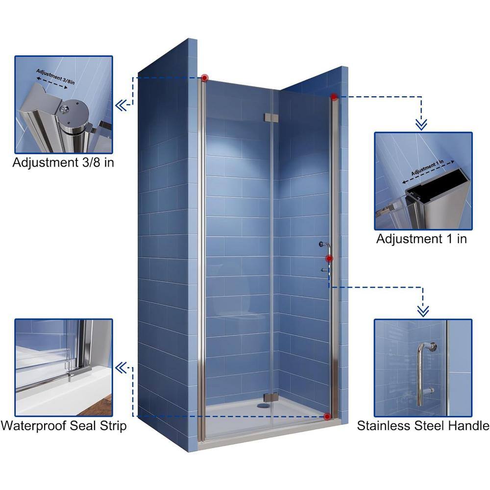 Chrome Frameless Bi-Fold Shower Door with Clear Glass