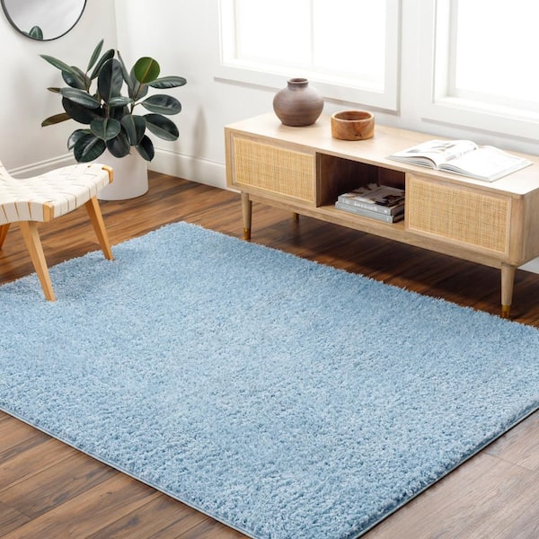 Livabliss Moda Light Blue Solid 5 ft. x 7 ft. Indoor Area Rug