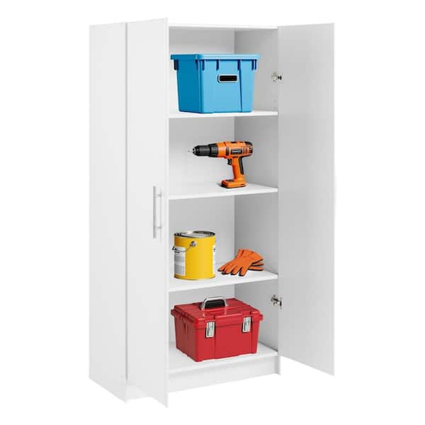 Wood Freestanding Garage Cabinet in White (32 in. W x 65 in. H x 16 in. D)