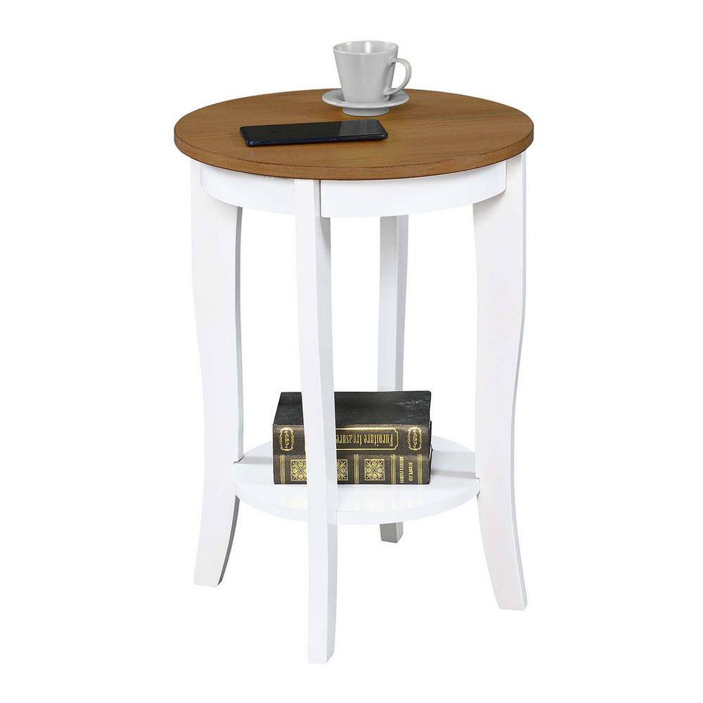 Heritage Elegance 18" Round Driftwood & White Wood End Table