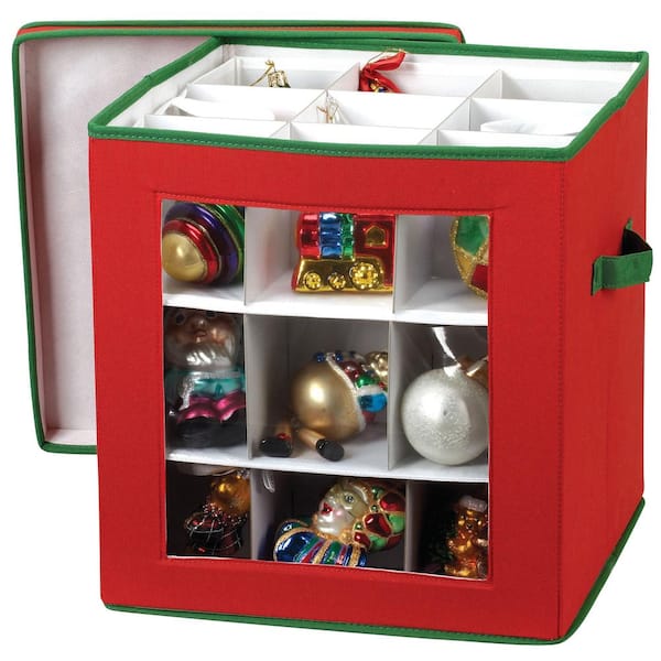Elf Stor 2.5 in. Red Oxford Canvass Christmas Ornament Storage Box  64-Ornaments (Set of 2) 83-DT5021-2PK - The Home Depot
