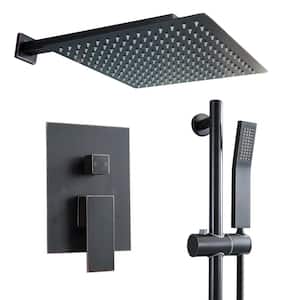 2-Spray Patterns with Wall Mount Fixed and Handheld Shower Head in 1.8 GPM 10 in. Oil Rubbed Bronze with Sliding Bar