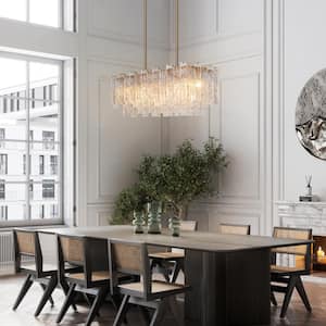 Engaveric 7-light Plating Brass Modern Rectangle Chandelier for Kitchen Island with no bulbs included