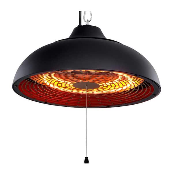 1500 Watt Outdoor Indoor Electric Infrared Ceiling Heater with 3 Heat Settings for Patio Garage Black 1 Piece