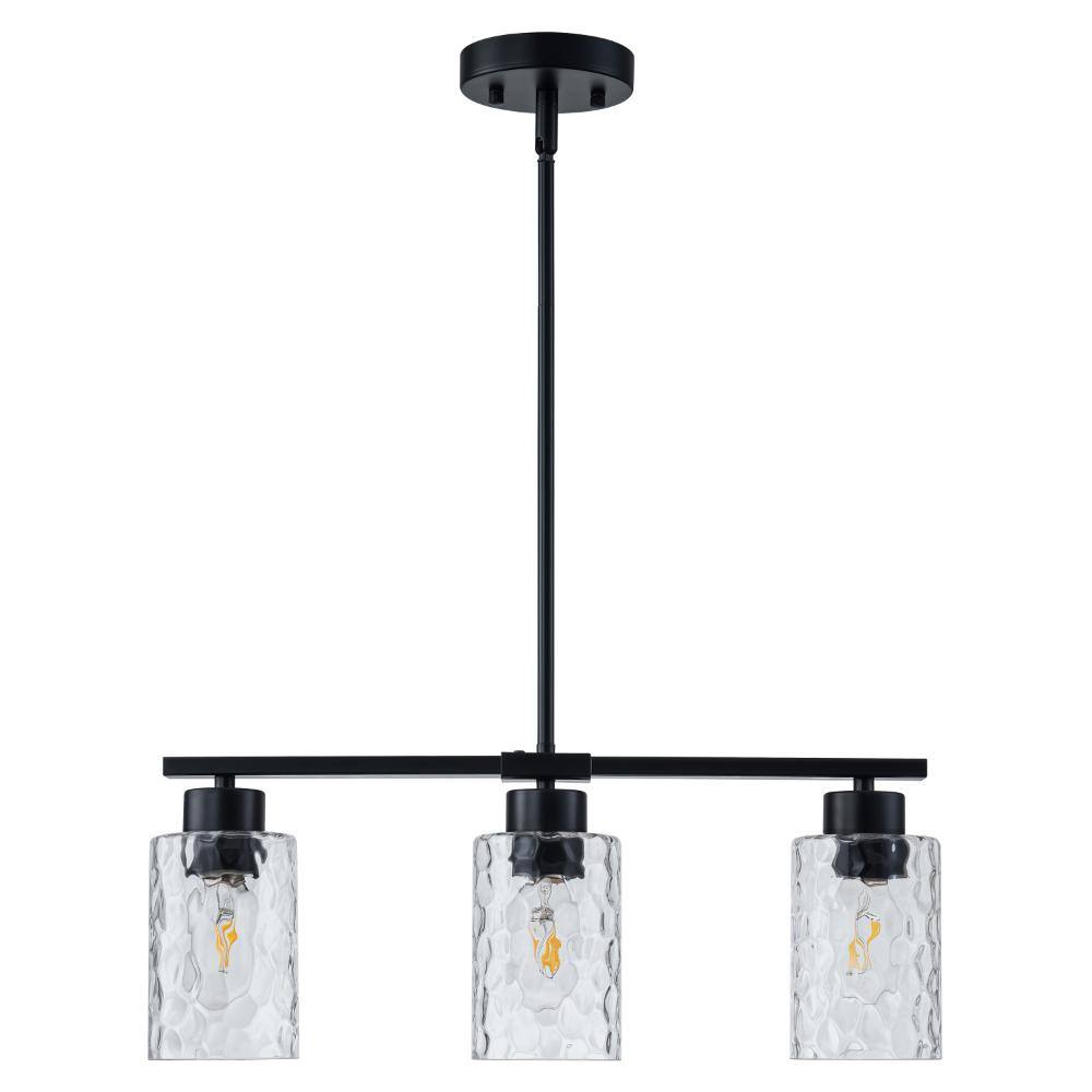 21.3 Inch Modern Farmhouse 3-Light Black Pendant Light Kitchen Island with Clear Water Ripple Glass Shades for Dining price history on PriceWatchPro