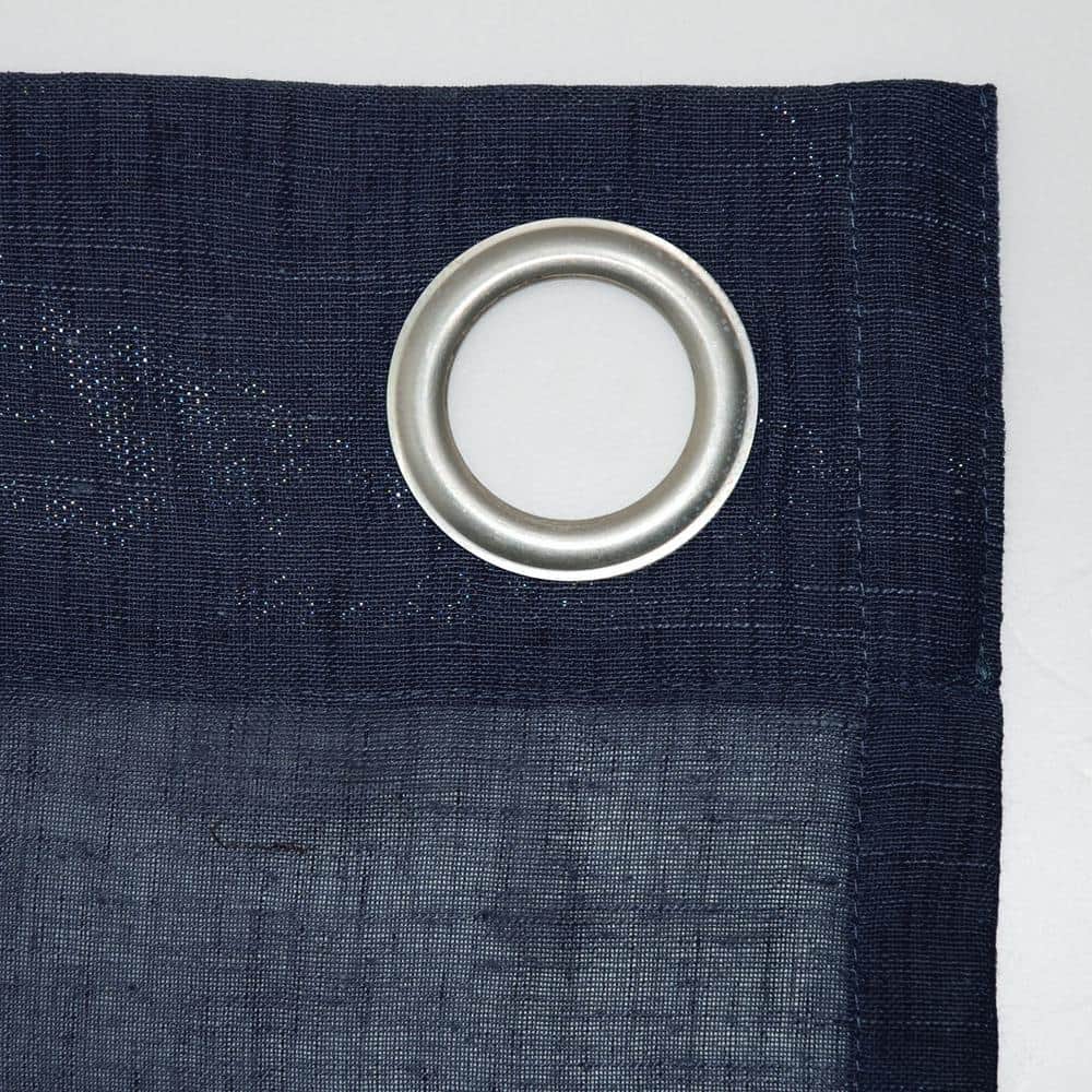 Navy Linen Blend Sheer Grommet Curtain Panel, 52" x 84"