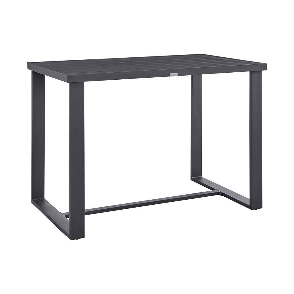 Argiope Dark Gray Aluminum Rectangular Bar Height Outdoor Dining Table