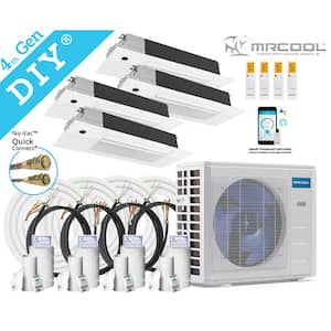 DIY 36,000 BTU 3-Ton 4-Zone 21.5 SEER Ductless Mini-Split AC and Heat Pump with Cassettes 9K+9K+9K+12K & 25,25,75,75ft