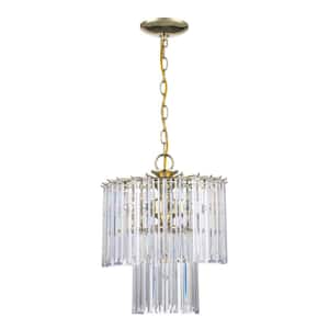 Tranquility 5-Light Polished Brass Chandelier Light Fixture with Beveled Acrylic Crystal Shade