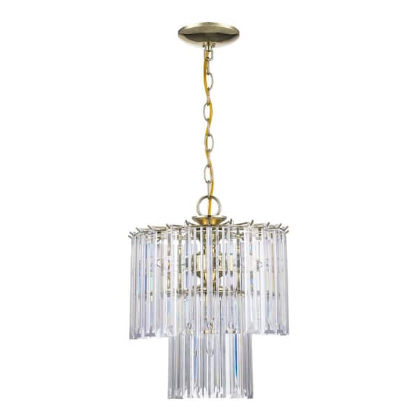 Light Polished Brass Tiered Chandelier, Bel Air Lighting Crystal Chandeliers